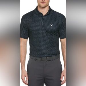 Callaway Mens XL Golf Polo Shirt Opti Dri Golf Club Chevron Pattern Black NWT